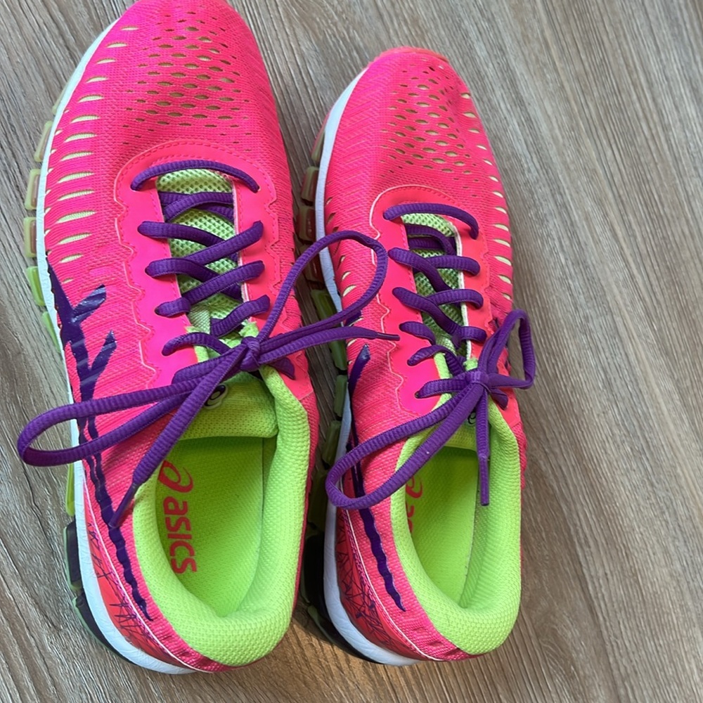 ASICS Girls Pink, Purple, Lime Sneakers - Picture 6 of 9